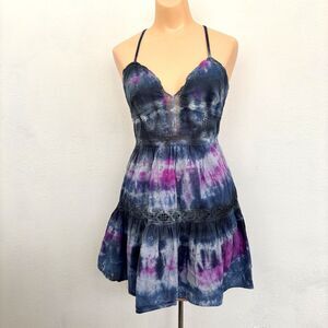 Audrey Parks Francescas Tie Dye Babydoll Mini Dress Small Luna Cottage Coquette